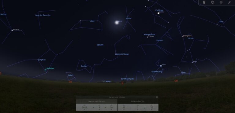 Sternenhimmel am 28.03.2026 mit Sequator erstellt.